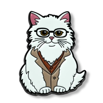 Pin biały kot w okularach