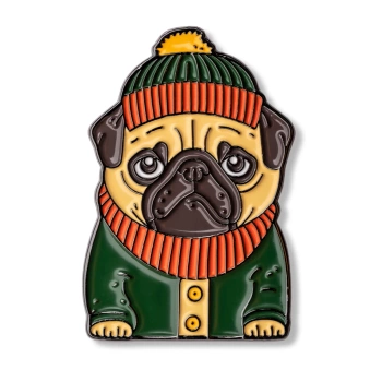 Pin buldog w zimowym outficie