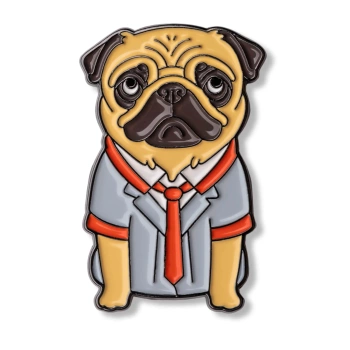 Pin buldog z czerwonym krawatem