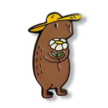 Pin kapibara z kwiatkiem